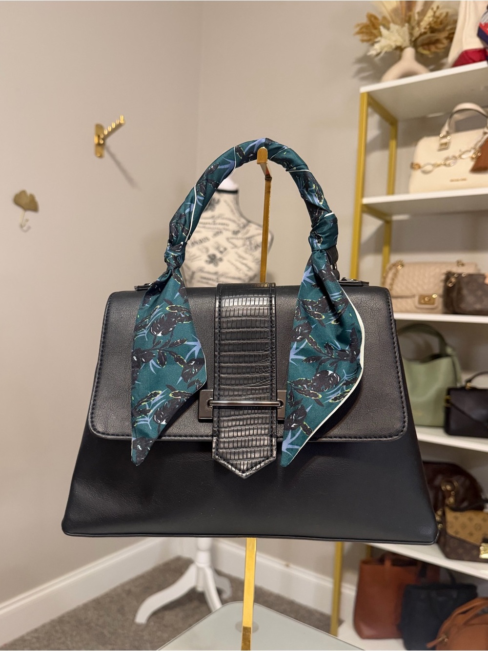 Simply Vera Vera Wang Black Vegan Leather Satchel Top Handle